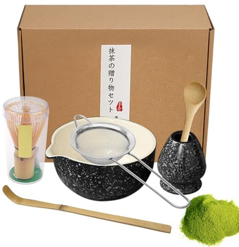 Premium Matcha Tea Set with Bamboo Whisk,Ceramic Matcha Bowl with Spout,Matcha Whisk and Bowl Set,Ideal Matcha Tea Whisk Set Perfect Matcha Starter Kit Gift for Beginners and Enthusiasts