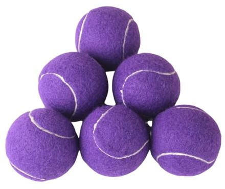 6 st träning tennisbollar, hög elasticitet övningstennis för nybörjare, träning spelbollar filt träningsleksaker för husdjur hund (lila)