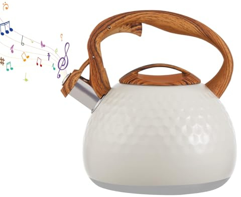 Whistling Kettle 3L tainless Steel Kitchen Teapot with Wood Handle Large Capacity Whistling Tea Kettle for Kitchen Gas Hobs Induction Electric Hobs