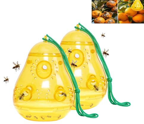 Trampas para Avispas Exterior 2 Unidades, Trampa para Mosquitos, Abejas, Avispones – JardíN, BalcóN, Exterior – Trampa contra Avispas, Abejas, Avispones (2, Naranja)