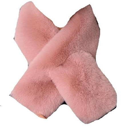 DSFIHJO Damhalsduk vinter plysch halsdukar enfärgad höst vinter köldbeständig kvinnor hals krage scarf kors tjock, Rosa, 83x12cm