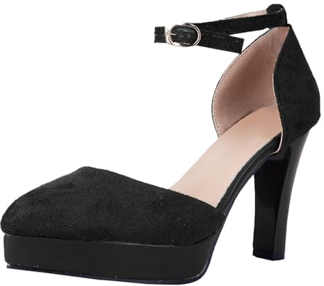 Traditional Shoes Women's Feet Block Heel Dirndl Shoes Slippers Vintage Clip Pumps Heel Buckle Strap Elegant with Chunky Heel Festival Wedge Pumps Mary Jane Shoes, black, 8 UK
