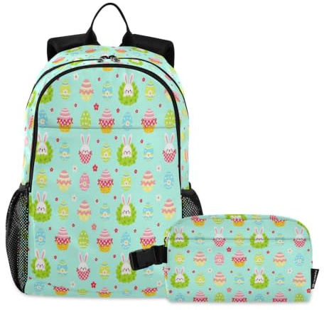 miaozhen Sac à dos pour l'école et le déjeuner, motif graffiti chat, panier à œufs de Pâques, 18 l, sac à dos avec boîte à déjeuner pour garçons, âge 8-10 ans, mochila para ni ? as