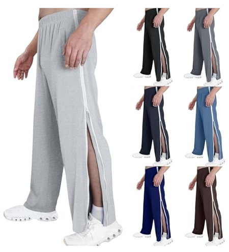 NIULI vida ben snabfillerbyxor M-3XL, herr rehabiliteringsbyxor med sidoöppning, herrträningsbyxor med dragkedja, joggingbyxor, fritidsbyxor, M-3XL