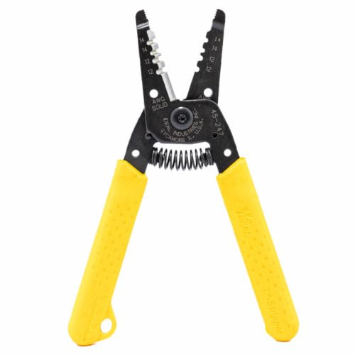 IDEAL Electrical 45-247 Premium T-14 NM T-Stripper - 12/14 AWG, Wire Stripper with Looping Holes, Plier Nose, Spring Loaded Automatic Opening