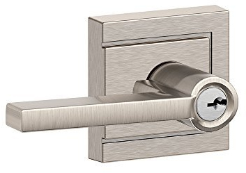 SCHLAGE F51A LAT 619 ULD Latitude Lever, Satin Nickel, Keyed Entry