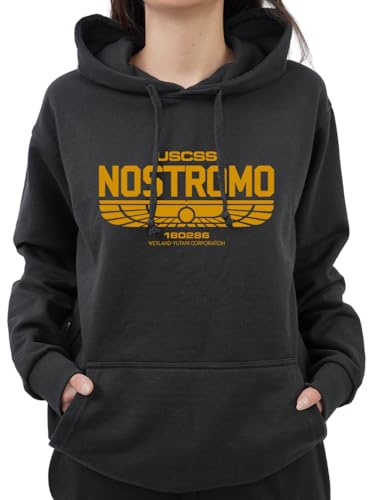 Graphic Impact Sweat à capuche pour homme inspiré du film Nostromo rétro vintage inspiré de la science-fiction, Noir , S