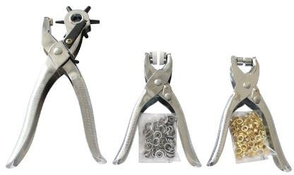 3 Pieces Revolving Hole Punch&Eyelet Plier &Press Snap Plier with Eyelets Grommets and Pliers (A)