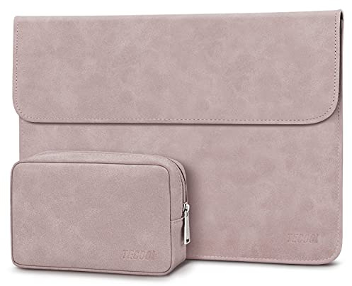 TECOOL 13-13.3 Pulgadas Funda Portátil,Funda Cuero Macbook Air para MacBook Air/Pro 13 M1 M2 2022 2020-2018,2021 2023 MacBook Pro 14 M3 M2 M1,13.5 Surface Laptop,MateBook D14, Sleeve - Rosa