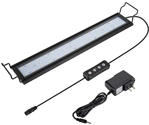 hygger 14W Full Spectrum Aquarium Light with Aluminum Alloy Shell Extendable Brackets, White Blue Red LEDs, External Controller, for Freshwater Fish Tank (18-24 inch)