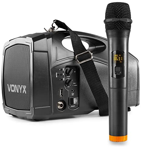 Vonyx ST014 Handheld Portable PA System - Wireless Bluetooth Handheld PA Speaker with Microphone, Rechargeable Battery, USB/SD, 50W Power - Compact & Lightweight for Events & Parties