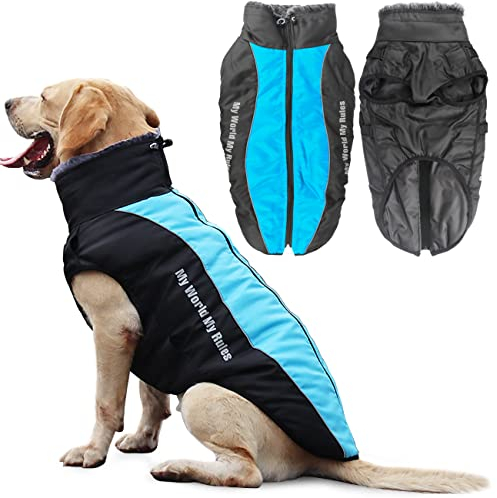 Idepet Hund Mantel Warme Jacke, Reflektierender Haustier-Schneeanzug Sport im Freien wasserdichte Hundekleidung Outfit-Weste für mittelgroße Hunde mit Gurtloch