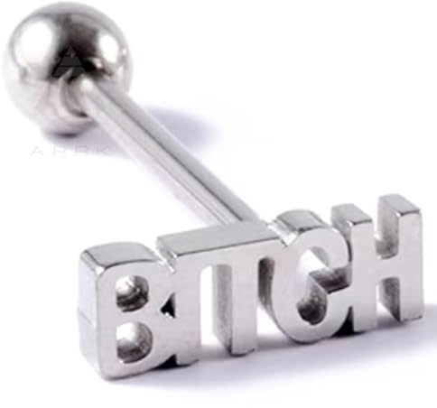 Tongue Bar Barbell Ball End Stud Ring Body Piercing Jewellery (Silver)