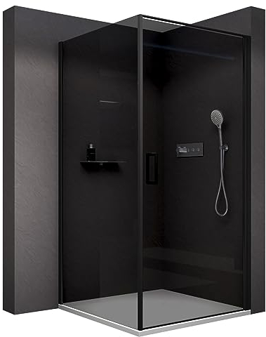 BERNSTEIN Duschkabine 90x90cm Höhe 195cm Eckdusche Fronteinstieg Duschabtrennung NT416 mit Rahmen mit Hebe- Senktür und Schwallschutzleiste, 8 mm ESG Sicherheitsglas in Klarglas mit Nanobeschichtung