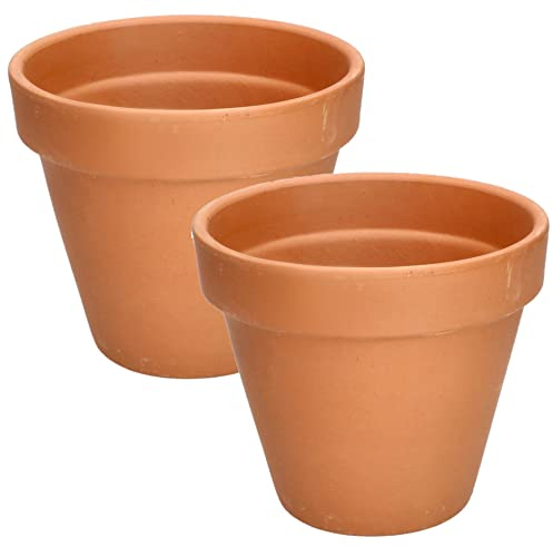 KOTARBAU® Lot de 2 pots de fleurs en terre cuite, diamètre : 17 cm, avec bordure, pour l'intérieur et les jardins