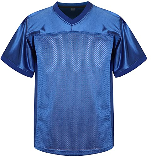 Ayoubaus Youth Boys' Blank Football Jersey,Athletic Fans Shirts Practice Sports Shirt for Kids (X-Large, Blue)