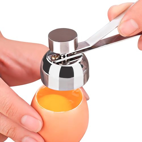 Egg Cracker Tool for Raw Eggs - Egg Shell Opener for Hard Boiled Eggs with Durable Stainless Steel Construction, Ergonomic & Adjustable - Spring-Loaded Shell Cracker Tool for Clean, Precise Breaks