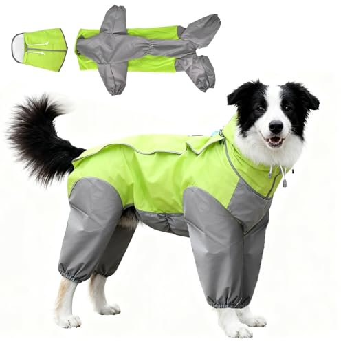 Norhogo Cappotto Impermeabile per Cani con Cappuccio, regolabile Poncho impermeabile per cani giacca antipioggia leggera per animali ad asciugatura rapida per Cane Taglia Media/Grande 26, Verde