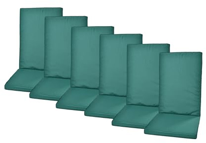 Rattanland® Gartenstuhlauflagen Hochlehner - Stuhlkissen Set - Wasserdichter Stoff - Sitzauflagen Hochlehner, Auflagen für Gartenmöbel, Hochlehner Auflagen, Sitzkissen für Gartenstühle (6, Grün)