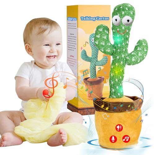 JAKCJFII Dancing Talking Cactus Baby Toys for Toddlers Boys Girls, Singing Mimicking Recording Toy Repeats What You Say, Musical Interactive Kids Gift with English Songs