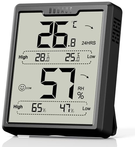 DOQAUS Room Thermometer, Humidity Meter,Digital Thermo-Hygrometer Indoor with High Low History,LCD Screen Baby Room Thermometer with High Accuracy, ℉/℃ Selectable, for Greenhouse,Nursery,Basement