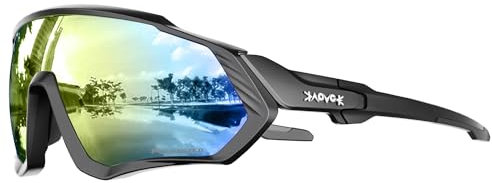 KAPVOE Polarizzati Occhiali Da Ciclismo UV400 Protezione TR90 Sportivi Occhiali Da Sole Donna Uomo Corsa MTB Bicicletta Bici Guida Pesca Golf Running Bicicletta 52 nera oro
