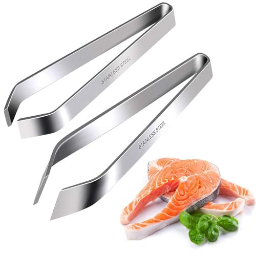 Pinzette da Cucina, Set di Pinze Piatte e Diagonali in Acciaio Inossidabile per Cucinare Alimenti e Styling, Adatte per Pesce, Pollo, Anatra, Maiale, Frutta