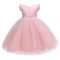 BRONG Fleur Fille Robes pour Mariages Robes de Demoiselle d'honneur Nœud Papillon Tulle Robe Fermeture éclair Enfants Première Communion Robe Rose 4-5 Ans