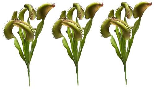 CNAFGBGG 3PCS Venus Flytrap,15.8 Inch Artificial Venus Fly Trap Plants, Lifelike 8-Head Venus Fly Trap Costume, Reusable Faux Plants for Office Home Table Vase Garden Indoor