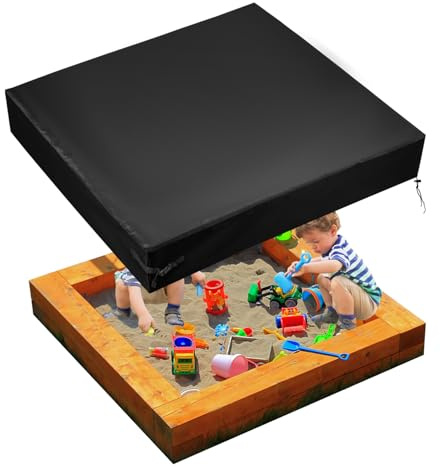 Copertura Sabbiera Quadrata, 153x153x20cm Pratica Copertura Impermeabile Sabbiera Oxford Esterni Antipolvere Adatta per Proteggere Giocattoli Sabbiere Piccole Piscine Mobili (Nero)