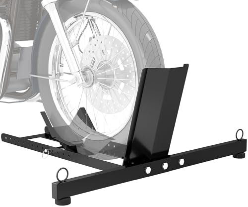 HOMCOM Cavalletto Bloccaruote per Moto con Staffa Regolabile su 14 Livelli, Capacità di 816.5 kg, Blocca Ruote Moto e Scooter Ø34-84 cm, in Acciaio Rinforzato, Nero