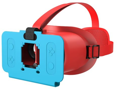 Auriculares VR mejorados compatibles con Nintendo Switch2, gafas de realidad virtual con lentes HD ajustables y cómoda correa para la cabeza compatible con Switch 2 (azul rojo)