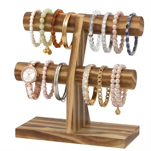 MODOWEY Bracelet Stand Holder Bangle Display for Selling, 2 Tier Rustic