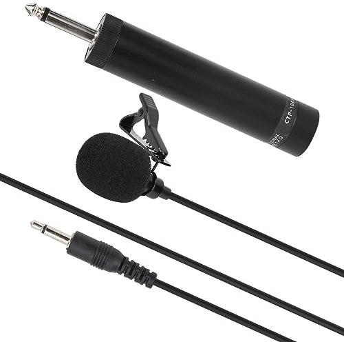 Jiawu Professionell Trådbunden Lavalier-mikrofon för Saxofon, Rundstrålande Musikinstrumentmikrofon med 360° Kopplingsklämma, 5M/10M Skärmad Lågbruskabel, 6,35 Mm Uttag för Förstärkarmixerljud (10