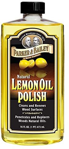 Parker & Bailey Lemon Oil Polish, Natural Lemon Scented Furniture Cleaner & Wood Table Cleaner, Renews & Restores a Finish for Woods, Protects from Drying or Cracking, Leaves a Shiny Finish, 16 oz