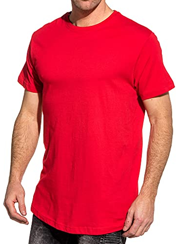 Urban Classics Men's Shaped Long T-Shirt, Red (Fire Red), XX-Large (Manufacturer Size: 2XL)