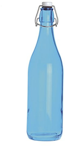 Excelsa Happy Color Bouteille Lisse 1 l, Verre, Bleu, 8 x 8 x 30 cm