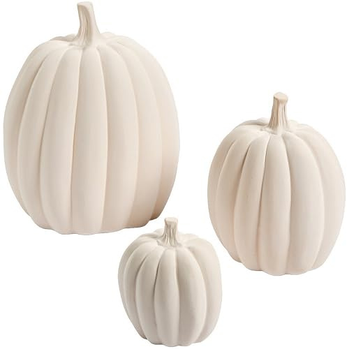 Fun Express 4 - 8 1/2 DIY Craft Decorative Ceramic Pumpkin Set - 3 Pieces - Creative Fall and Halloween Decorations