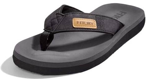 FITORY Men's Flip Flops Thongs Comfy Sandals Beach/Pool Lightweight Summer Shoes 6-12, UK7 MEN, Black
