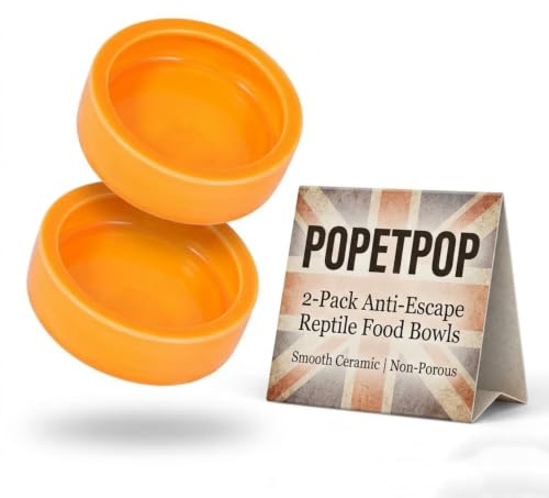 POPETPOP 2 Pack Anti-Escape Reptile Food Bowl: 7cm Smooth Ceramic Worm Dish for Bearded Dragon, Leopard Gecko, Lizard, Spider - Non-Porous Easy Clean Feeding Bowl for Mealworms & Dubia Roaches