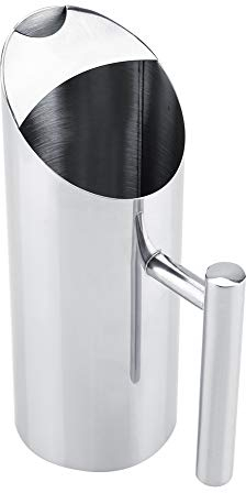 Pot à eau en acier inoxydable 2 L, pitcher potable froide carafe à eau avec blocage de glaçons pour thé glacé, café glacé, lait, jus, vin