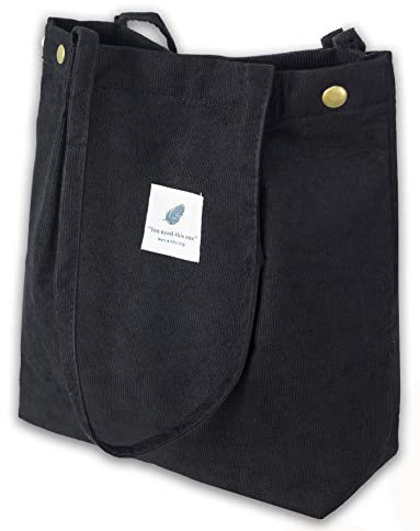 VOKUVIKU Borsa di Stoffa Shopper Donna Borse maniglia Canvas Borse Tote Donna Grandi per Scuola Lavoro Shopping, nero