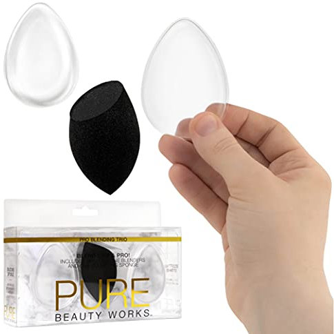 Pure Beauty Works Pro Blending Trio 2 Silicone Blending Sponges 1 Makeup Sponge Premium Quality Foundation Blender Cosmetic Beauty Tool Applicator 3Pc