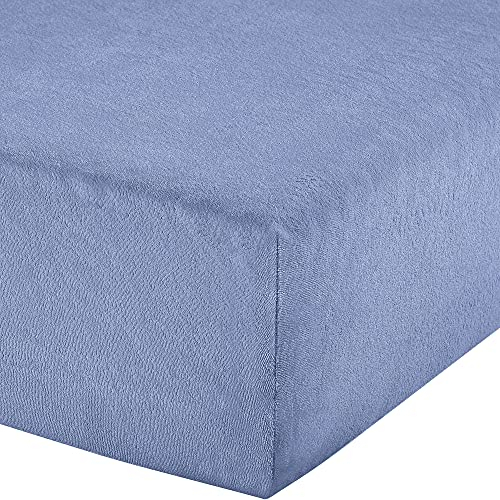 Erwin Müller Boxspring-Spannbettlaken Frottee-Stretch, Spannbetttuch für Boxspringbett Füssen - pflegeleicht, formstabil, mit Rundumgummi, sehr Gute Passform - blau Größe 120x200 cm - 130x200 cm