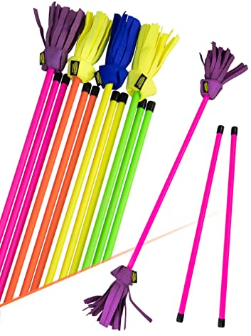Juggle Dream Neo Flowerstick Set inkl. Handstäbe. Fiberglasstock, Silicone Grip, Wildlederfransen. Jonglier Flower Stick (Rosa/Violett)