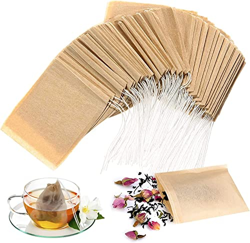 MIVIDE 600pcs Sachet de Thé, Sachet The à Remplir Jetable, Sachet Thé Filtre avec Cordon pour Thé en Vrac, Café, Herbes, Epices (7 x 9cm)