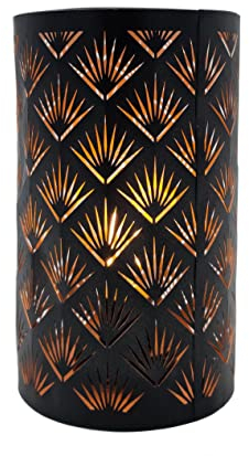 Spetebo LED Metall Tischlampe mit 3D Effekt - 20 x 12 cm - Deko Tischleuchte rund - Leuchte Lampe Licht Dekoration Batterie betrieben