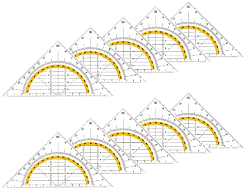 10 Stück Geometrie Dreieck, Geodreieck aus Kunststoff, Flexibel Geodreieck Zeichendreieck Winkelmesser Geodreieck zum Kreise Zeichnen Geometrie Set für Büro Designer Studenten Malerei