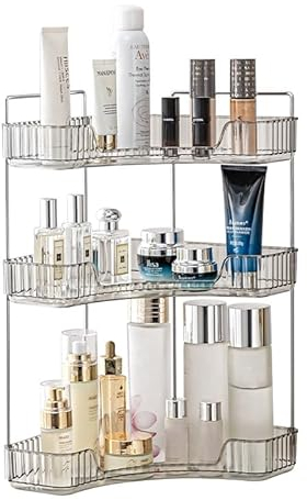 CESTATIVO Organizzatore di Trucco, Organizzatore di Cosmetici ad Grande Capacità, Organizzatore di Profumi, Organizzatore Della Cura Della Pelle per Bagno (3 Strati, Grigio)