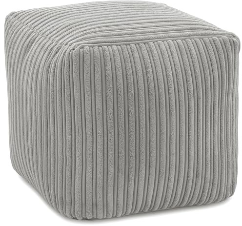 KISAA Living Cozy Jumbo Cord Footstool Bean Bags, Stylish & Durable Jumbo Cord Square Foot Rest Pouffe Beanbags, Durable & Comfortable (Square (40x40x40cm), Mink)